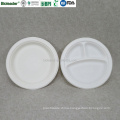 Compostable 10 inch 3-Compartment Cornstarch Round Plates